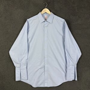 Brooks Brothers Dress Shirt Mens 17.5 34 Blue Madison Fit French Cuff Formal